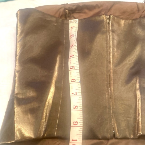 Simon Chang Rouched Bustier Corset Cami Green Gold Shimmer Size 6 - Picture 12 of 15